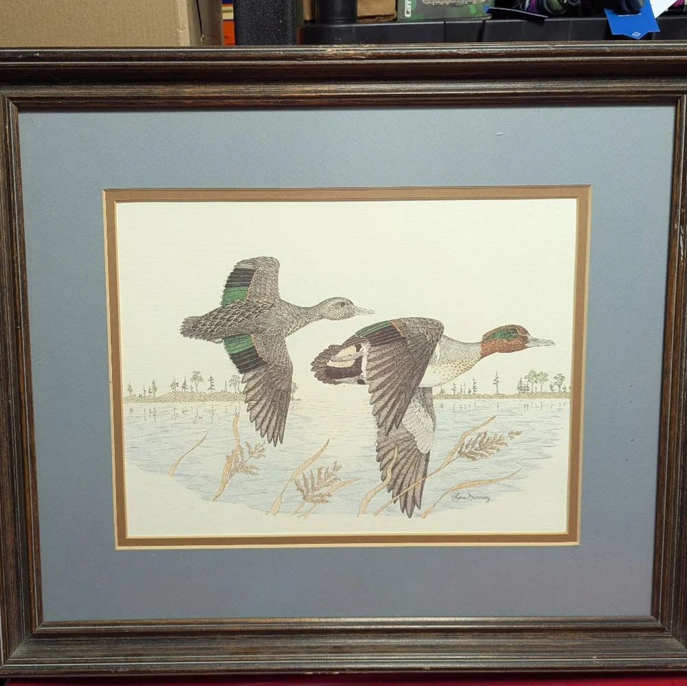 Vintage Duck Wall Art Cottagecore Framed Print Rustic Woodland Lake House Farmho